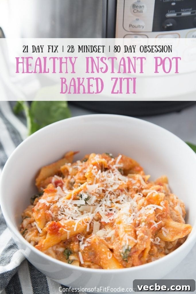 Instant Pot Baked Ziti Recipe 7 Healthy Instant Pot Baked Ziti with cheese and pasta in a white bowl