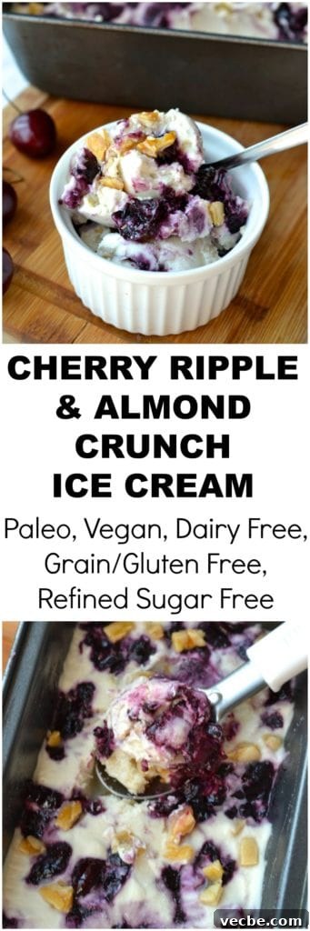 Cherry Ripple & Almond Crunch Ice Cream | Every Last Bite Cherry Ripple & Almond Crunch Ice Cream
