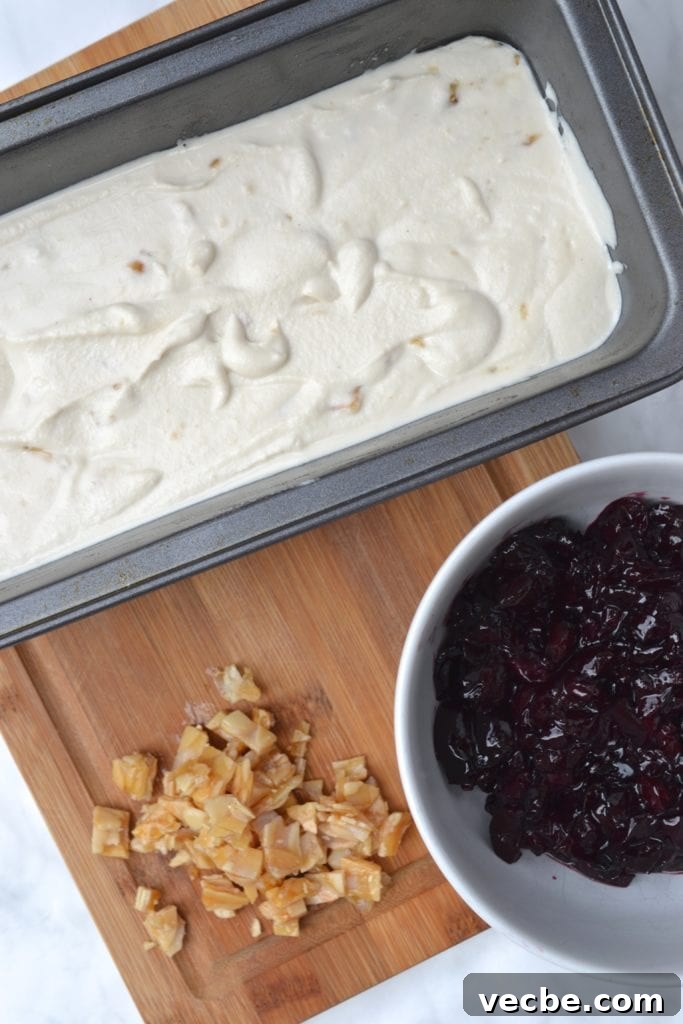 Cherry Ripple & Almond Crunch Ice Cream | Every Last Bite Cherry Ripple & Almond Crunch Ice Cream