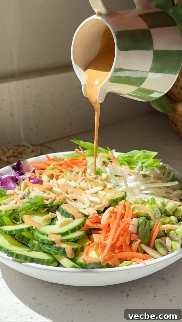 Crunchy Thai Salad with Creamy Peanut Dressing 2 Thai crunch salad with peanut butter dressing.
