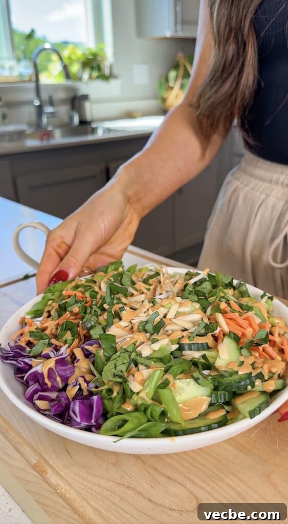 Crunchy Thai Salad with Creamy Peanut Dressing 3 Thai chopped salad with peanut butter sesame dressing.
