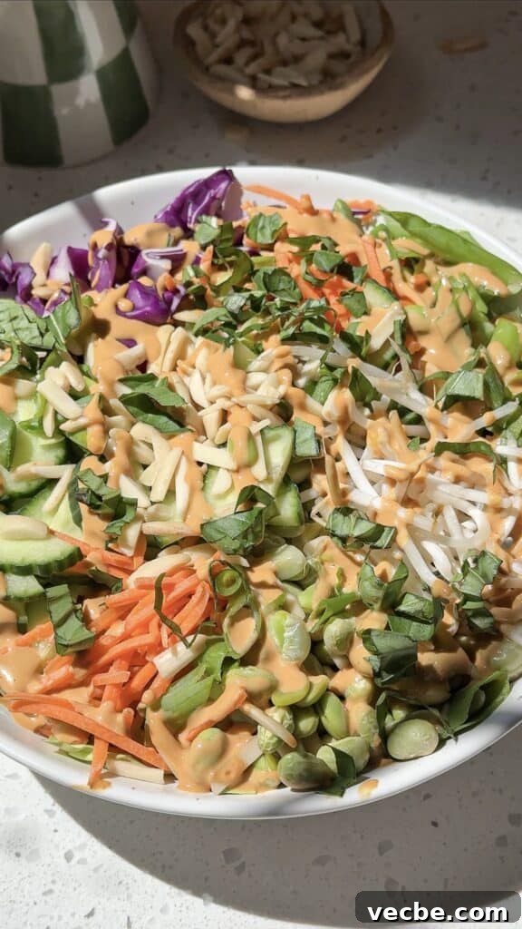 Crunchy Thai Salad with Creamy Peanut Dressing 4 Thai chopped salad with peanut butter sesame dressing.