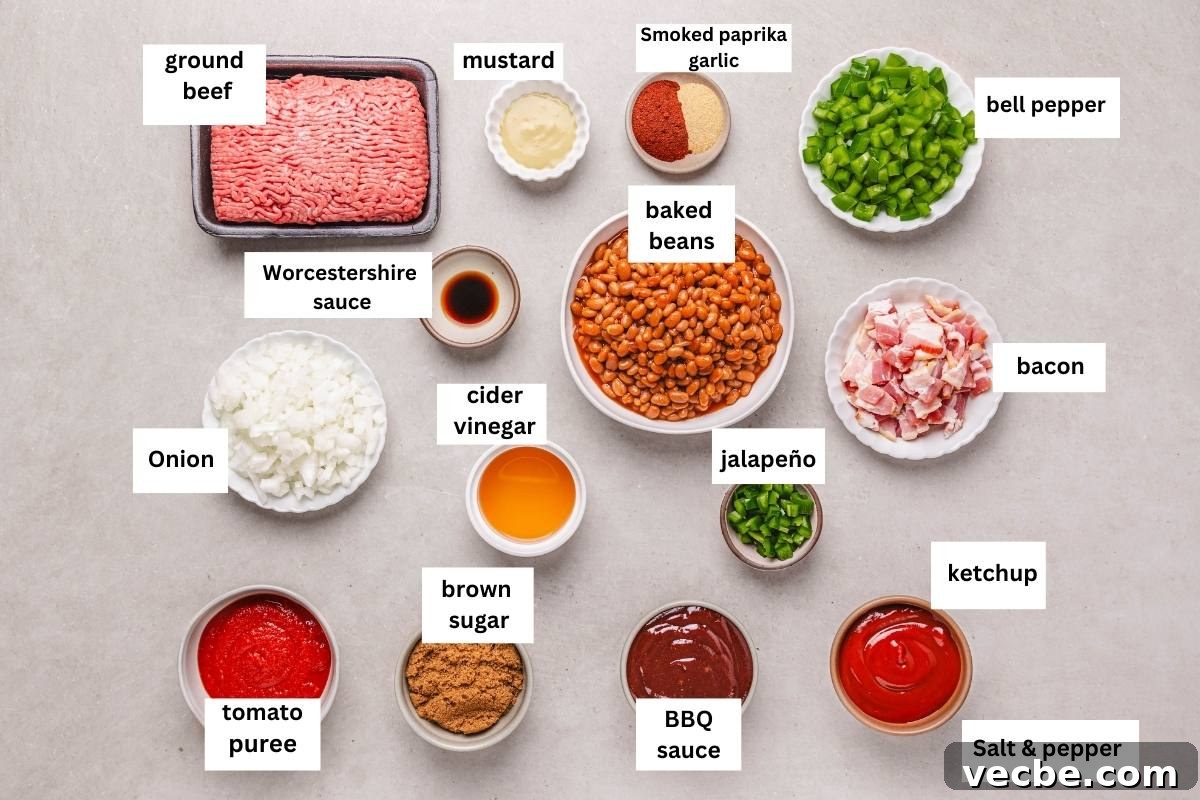 One-Pot Baked Beans with Ground Beef Recipe 3 The ingredients needed to make the beef and meat recipe.