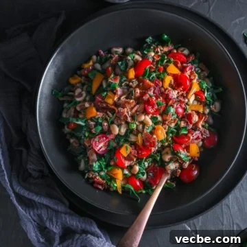 a bowl of black eyed beans salad.