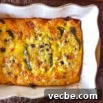 Baked Chiles Rellenos Egg Casserole Recipe 2 Chile rellenos casserole with eggs fresh from the oven in a baking dish.