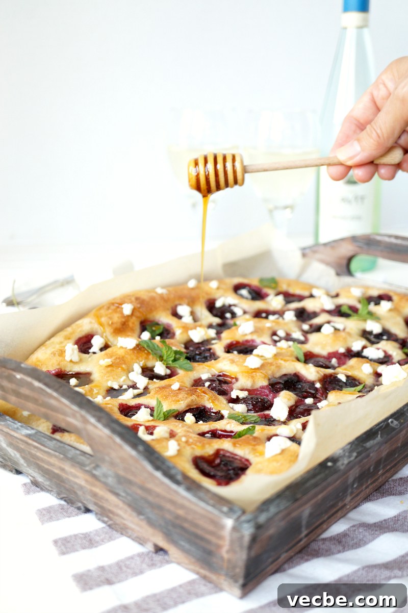 Cherry, Honey and Goat Cheese Focaccia Recipe 6 cherry honey goat cheese focaccia | The Baking Fairy