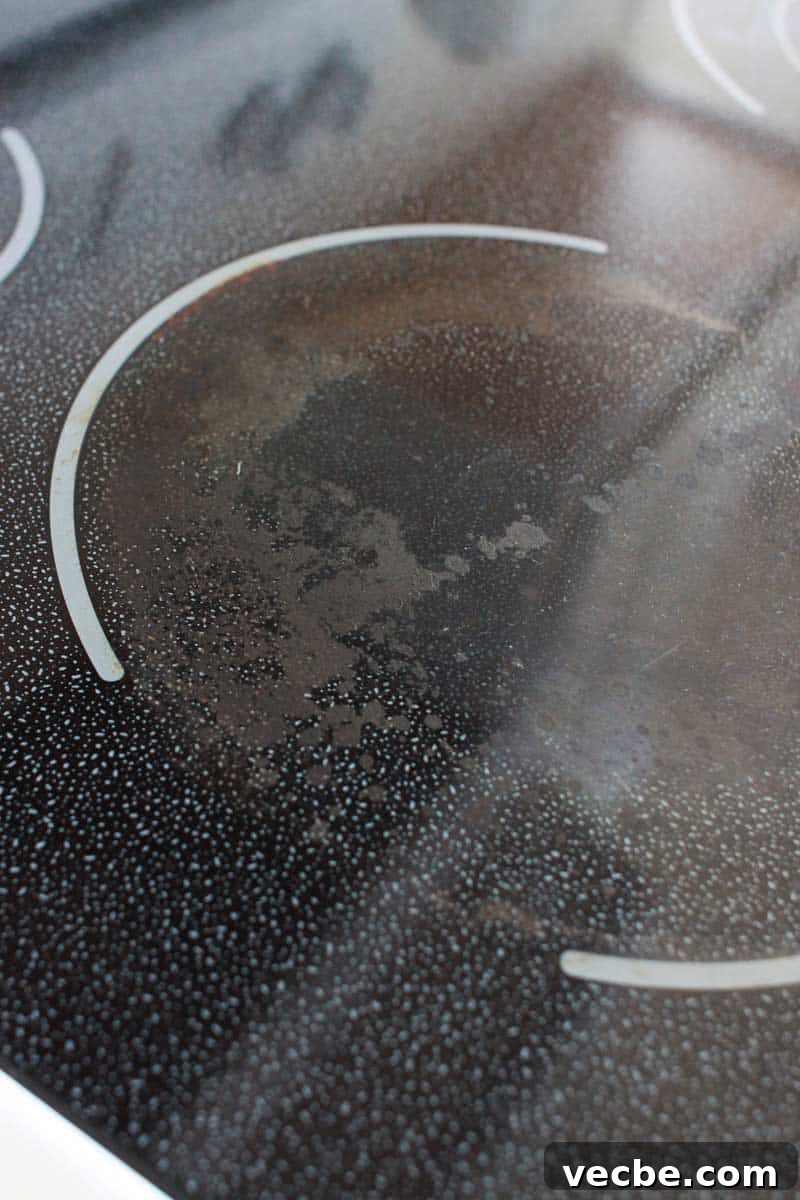 Remove Burn Marks from Glass Stovetop Without Scratching 3 a black electric glass stove top with a big black burnt on stain