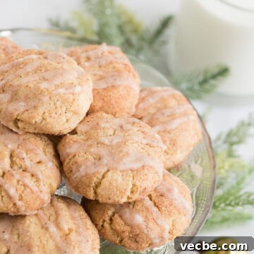 Soft Eggnog Cookies with Warm Holiday Spices 19 Eggnog cookies on a platter.
