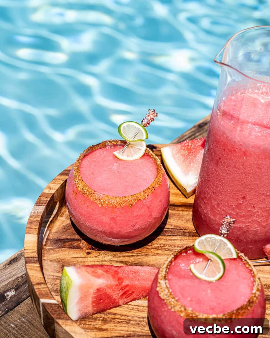 Watermelon and Elderflower Margarita Recipe 2 Watermelon Elderflower Margaritas by the Pool