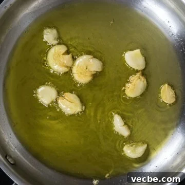 Roasted Cauliflower Pasta with Garlic and Parmesan 5 garlic slightly browned while frying.