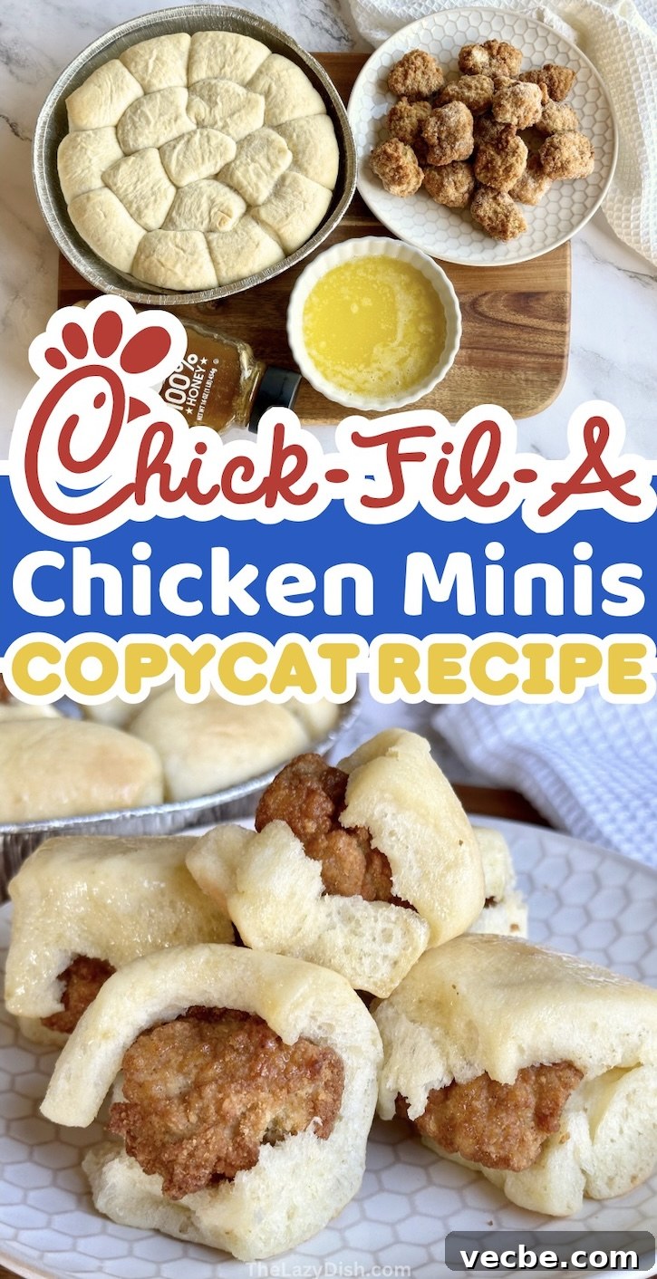 How to Make Copycat Chick-fil-A Chicken Minis 2 Check out this fun recipe to make copycat chicken minis at home! This chick-fil-a breakfast item is a favorite at my house and now we can make them whenever we want using 4 simple ingredients from the grocery store. Plus this budget friendly copycat recipe will save you a ton on your monthly fast food budget.