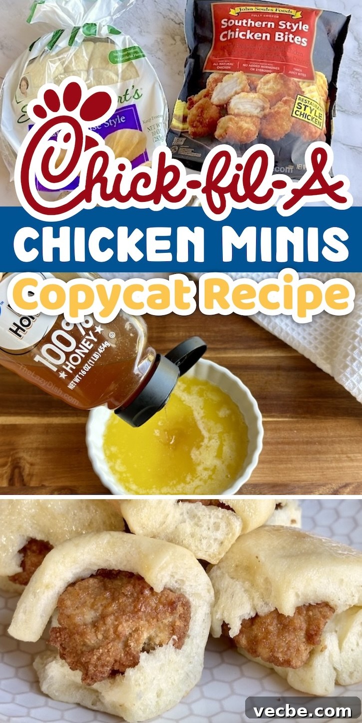 How to Make Copycat Chick-fil-A Chicken Minis 14 Copycat Chick-fil-A Chicken Minis Recipe made with store-bought frozen biscuits and frozen popcorn chicken. Coat in honey butter and watch as your kids gobble them up!