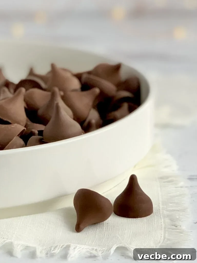 Romantic Valentine's Day Recipes for Two 9 A white platter full of chocolate kisses.
