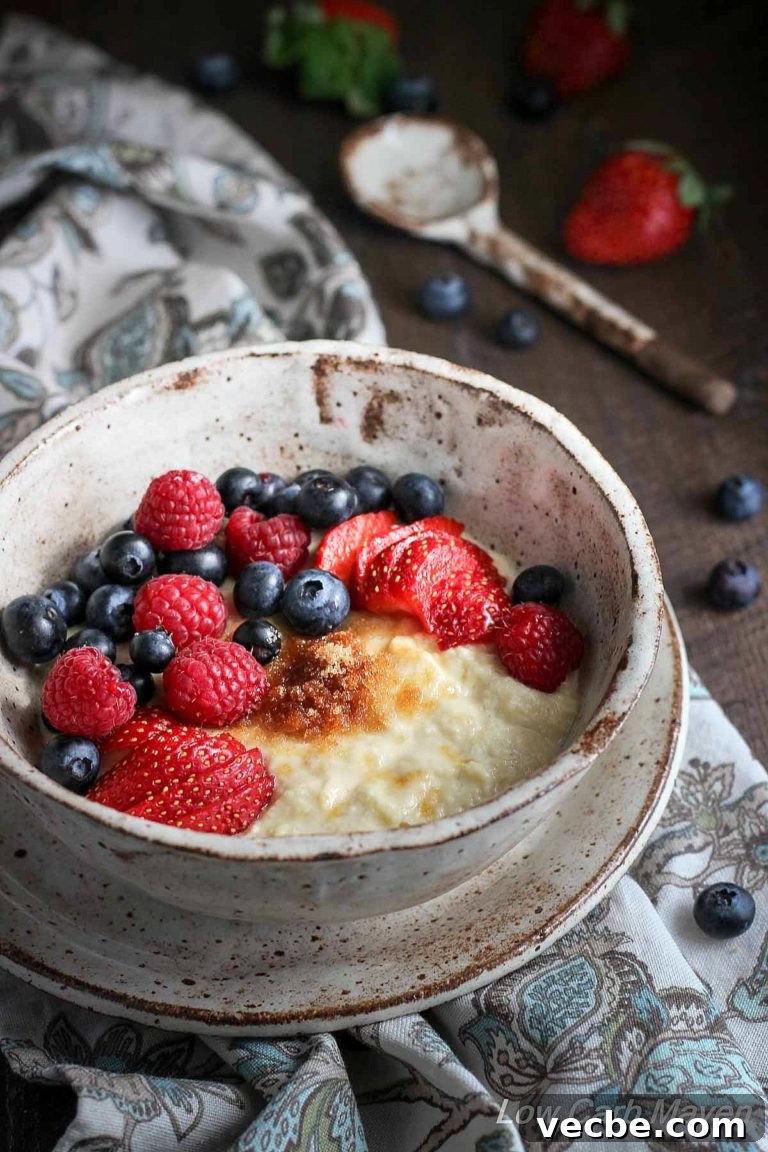 Creamy Almond Flour Porridge - Keto & Paleo Breakfast 2 Low Carb Paleo Porridge with Berries (Almond) | Low carb, Gluten-free, Dairy-free, Paleo, Keto, THM | LowCarbMaven.com