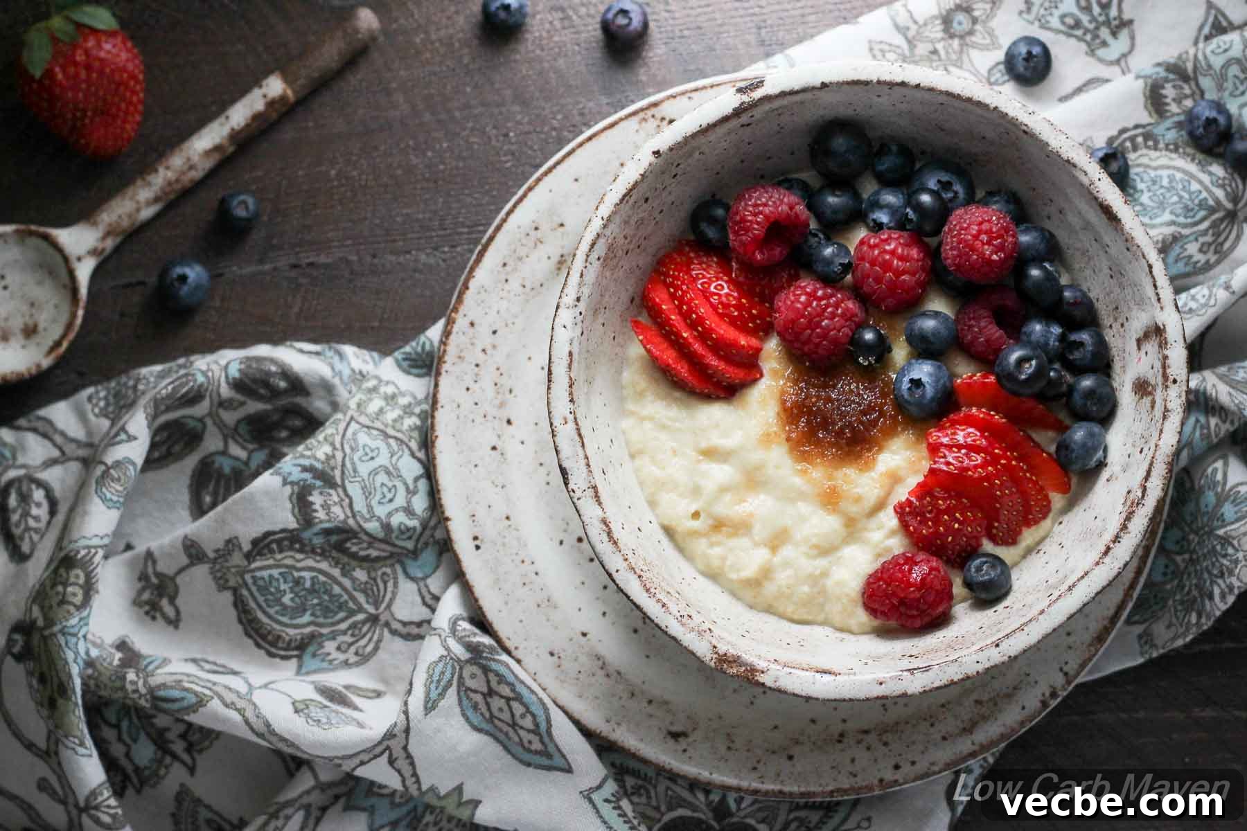 Creamy Almond Flour Porridge - Keto & Paleo Breakfast 3 Low Carb Paleo Porridge with Berries (Almond Flour) | Low carb, Gluten-free, Dairy-free, Paleo, Keto, THM | LowCarbMaven.com