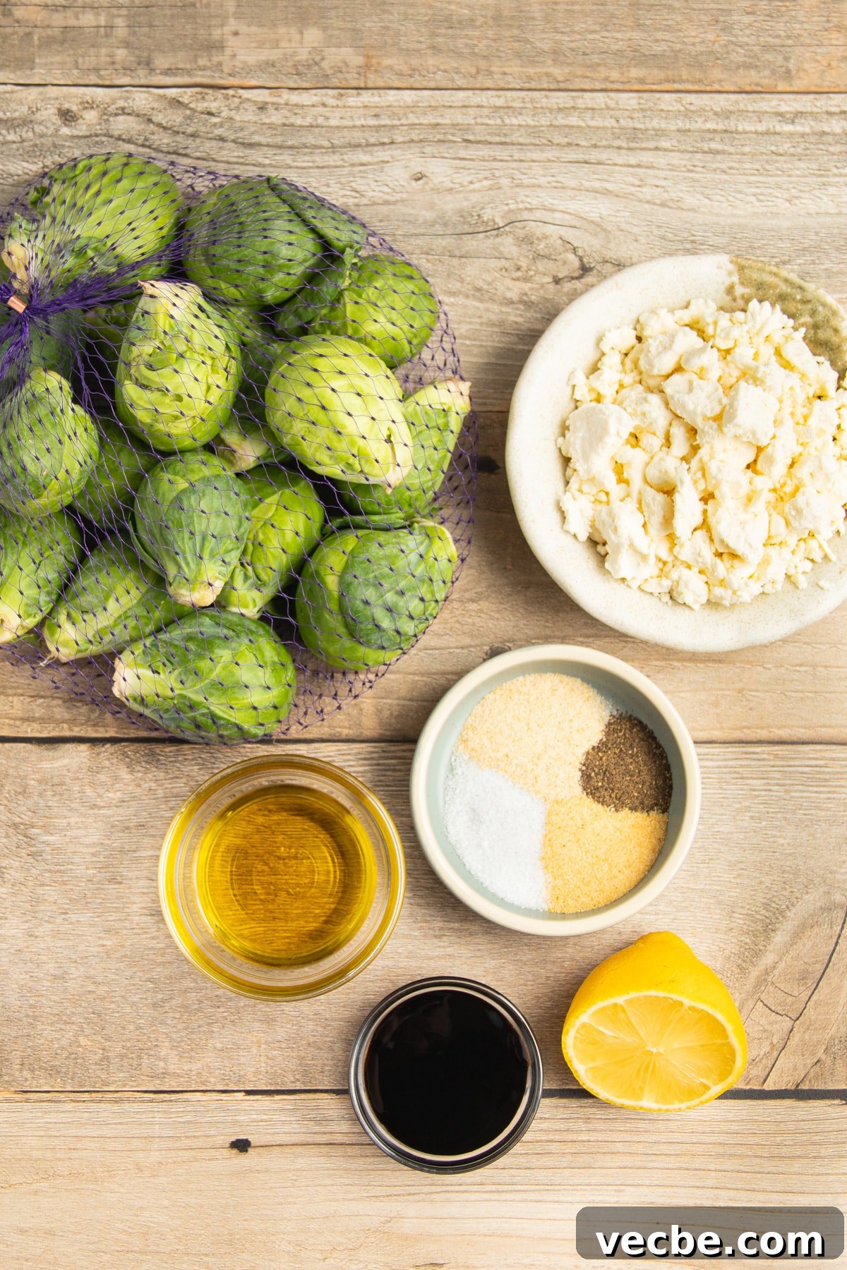 Crispy Oven-Roasted Brussels Sprouts with Feta 4 This is a picture of all the ingredients needed to make this recipe.