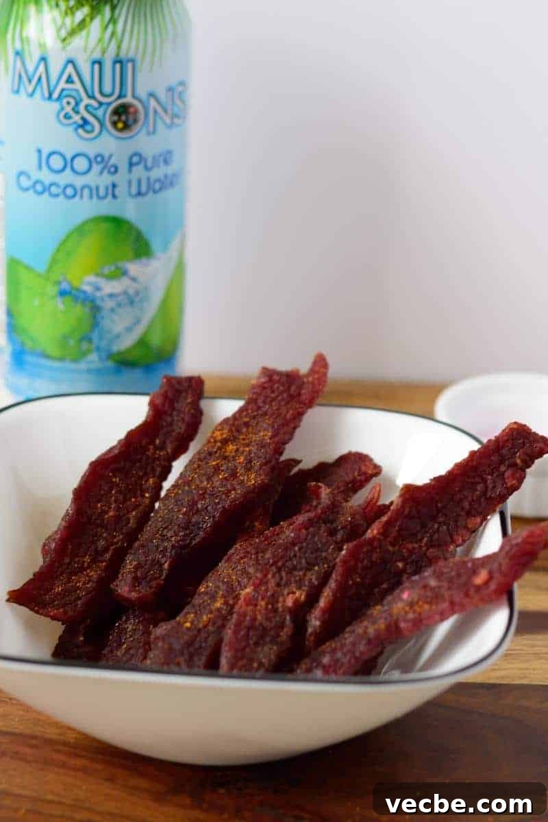 Tropical Island Beef Jerky Recipe 2 Tropical Island Beef Jerky with coconut water, brown sugar, ginger, garlic, and cayenne