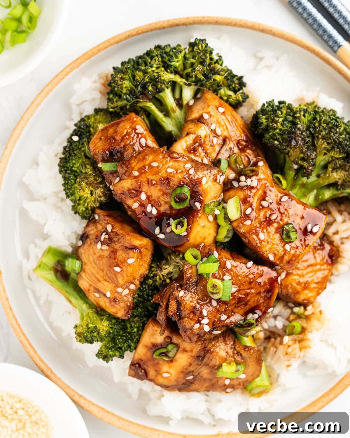Sheet Pan Teriyaki Chicken and Broccoli Recipe 5 plate of teriyaki chicken and broccoli.