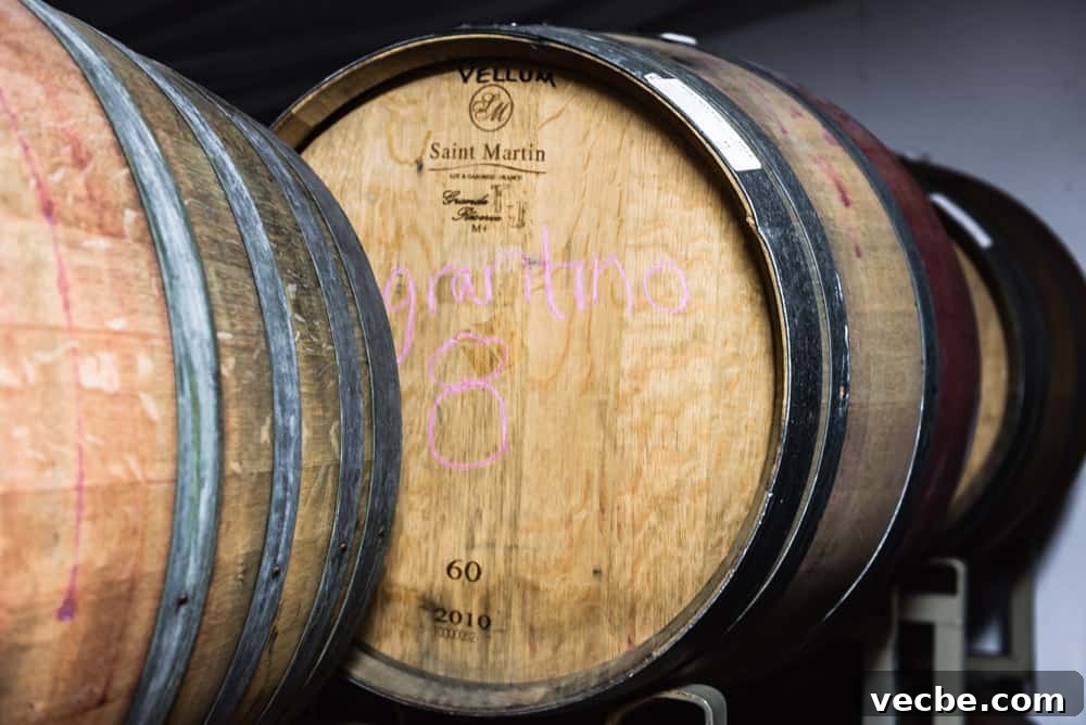 DaVero Biodynamic Winery and Farms — Estate Wines 7 A close up of the oak barrels at Davero's biodynamic farm and winery.