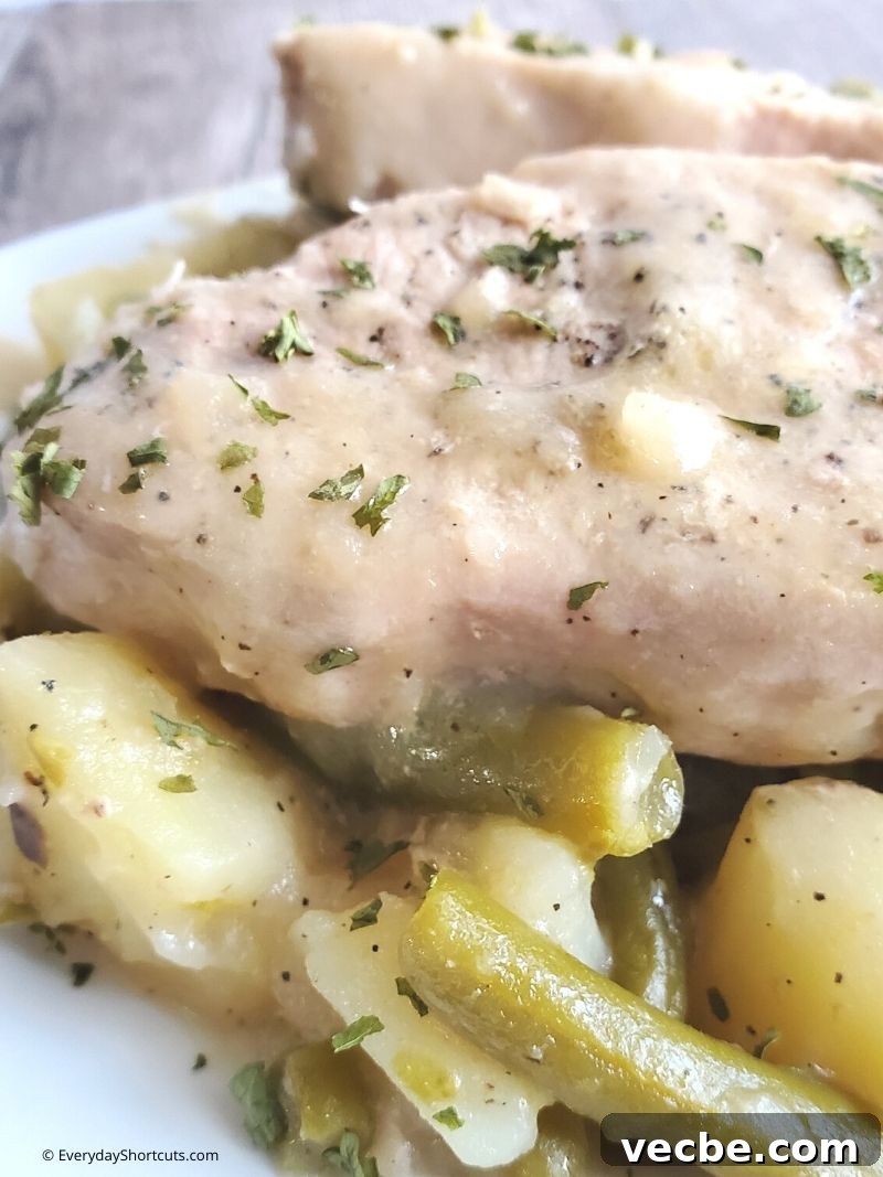 Slow Cooker Pork Chops with Potatoes and Green Beans 2 Slow Cooker Pork Chops with Potatoes and Green Beans