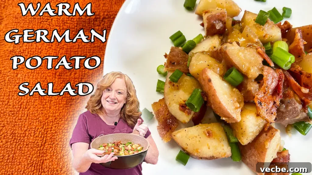German Potato Salad with Bacon and Tangy Vinegar Dressing 2 Warm German potato salad with bacon and green onions