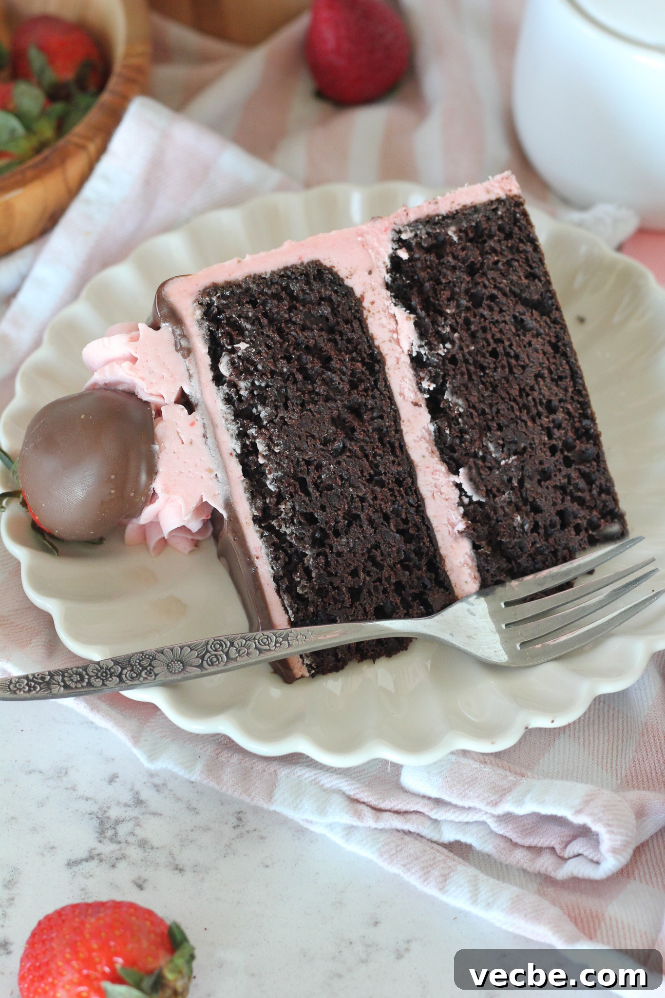 Decadent Chocolate Strawberry Layer Cake Recipe 9 Final chocolate strawberry cake