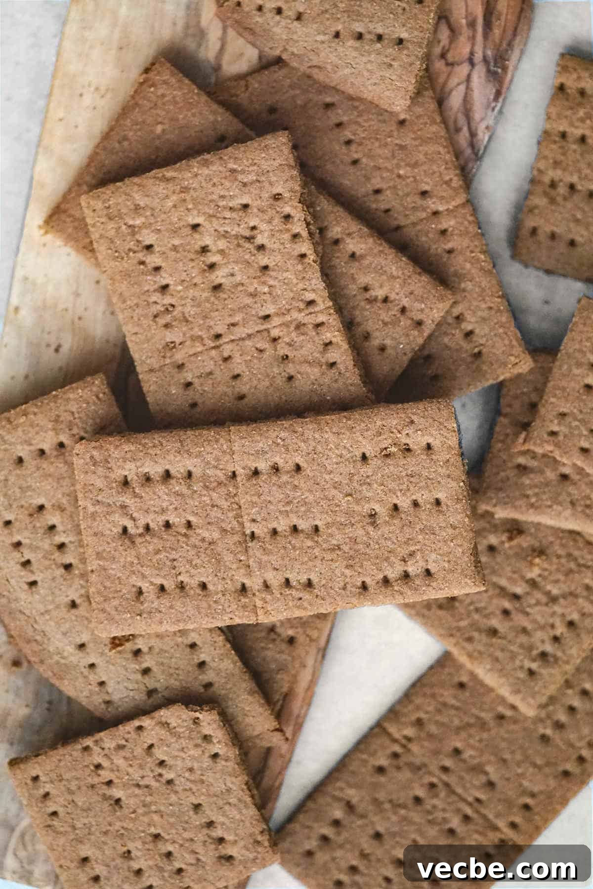 Gluten Free Vegan Graham Crackers Recipe 8 Gluten free dairy free graham crackers over head shot.