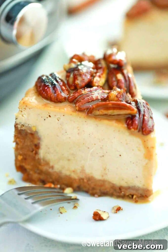 Creamy Instant Pot Pecan Cheesecake Recipe 2 slice of pecan cheesecake