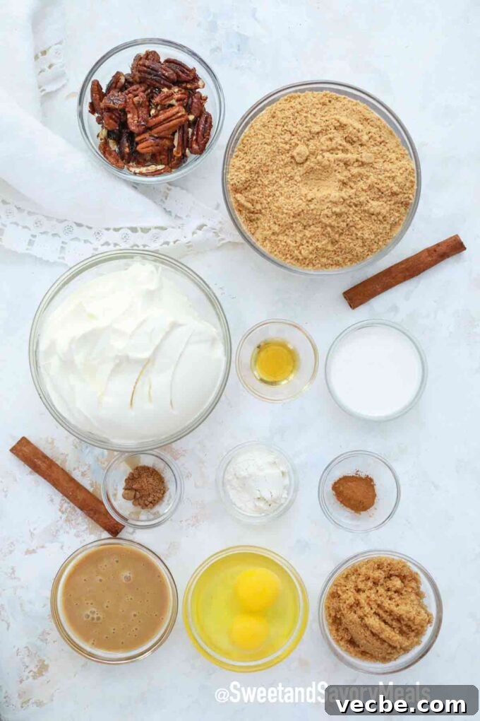 Creamy Instant Pot Pecan Cheesecake Recipe 3 ingredients on a table