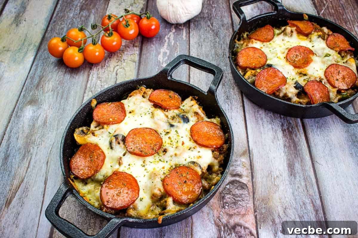 25 Ground Beef Recipes for Real Weeknight Dinners 15 Pizza Casserole in two serving dishes.