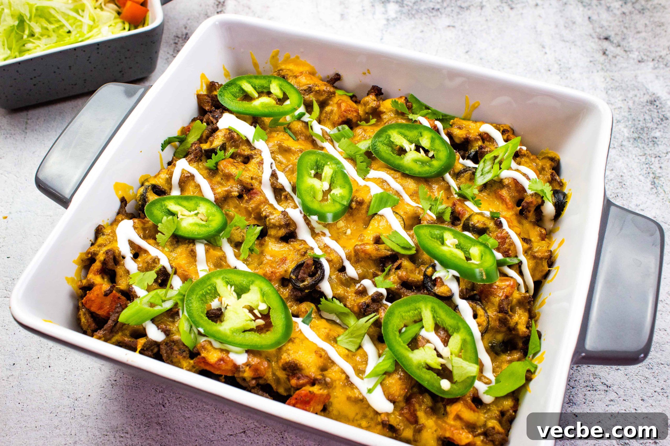 25 Ground Beef Recipes for Real Weeknight Dinners 24 A Taco Casserole dish with black beans, cheese and jalapenos.