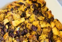 Crispy Sausage and Cranberry Stuffing on a Blackstone Griddle