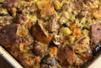 Sausage and Leek Bread Pudding-Style Stuffing