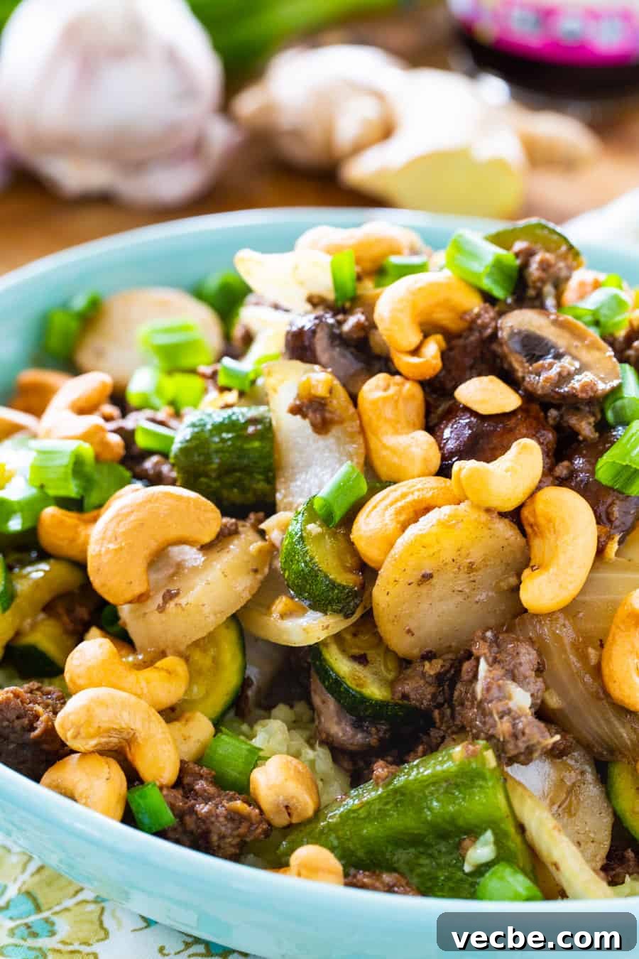 Keto Cashew Beef Stir-Fry 4 Close-up of Keto Cashew Beef