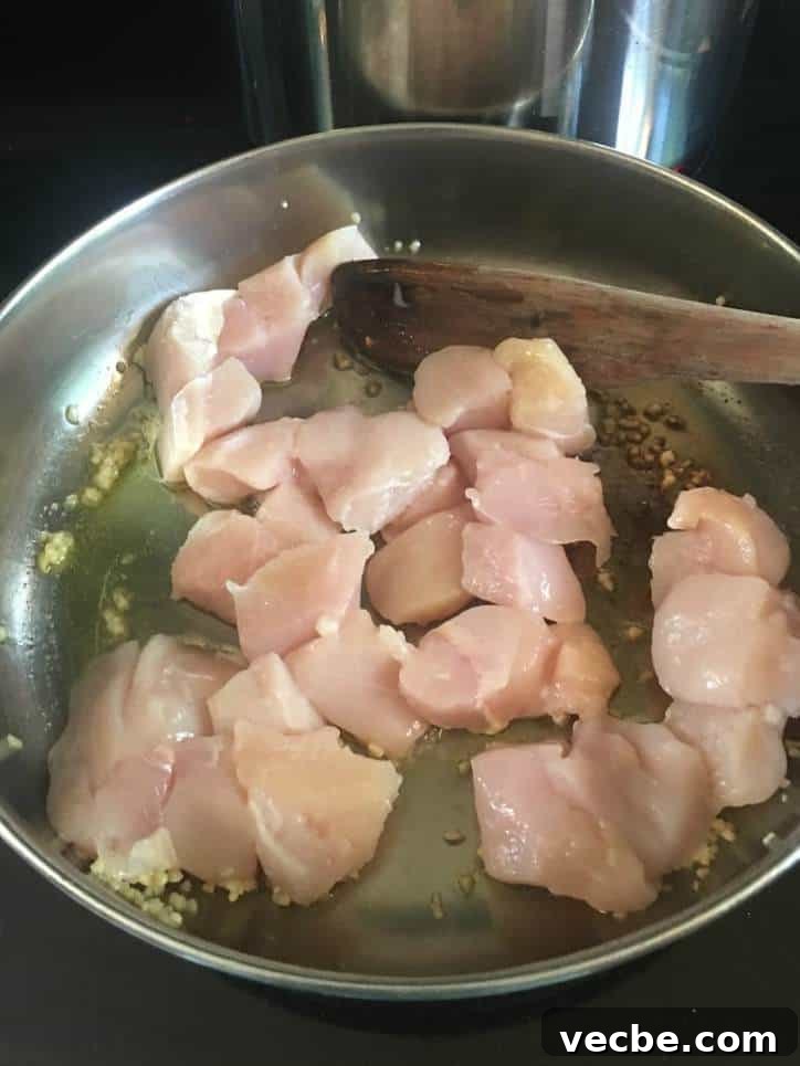 Classic Homemade Chicken Pie Recipe 3 A photo of the chicken cooking in the pan
