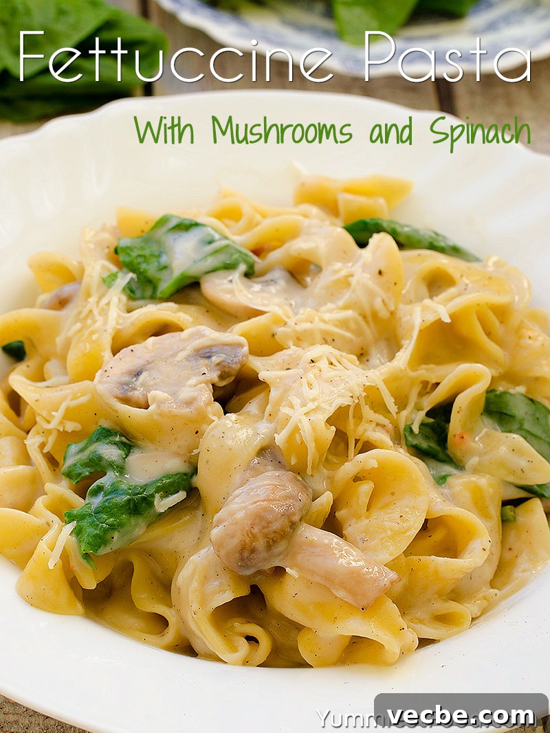 Creamy Fettuccine with Mushrooms and Spinach 2 Fettuccine Pasta With Mushrooms and Spinach