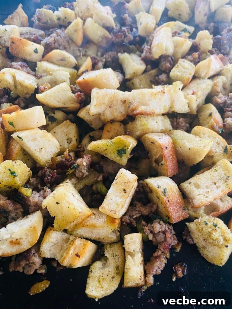 Crispy Sausage and Cranberry Stuffing on a Blackstone Griddle 9 Blackstone Griddle Sausage Cranberry Stuffing