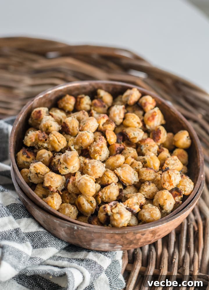Crispy Ranch-Roasted Chickpeas 2 a dish of oven roasted chickpeas
