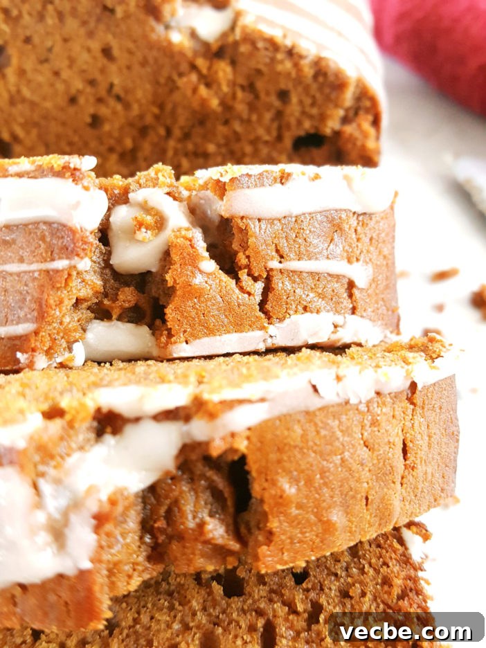Glazed Sour Cream Gingerbread Loaf Recipe 6 Vanilla glaze on gingerbread loaf