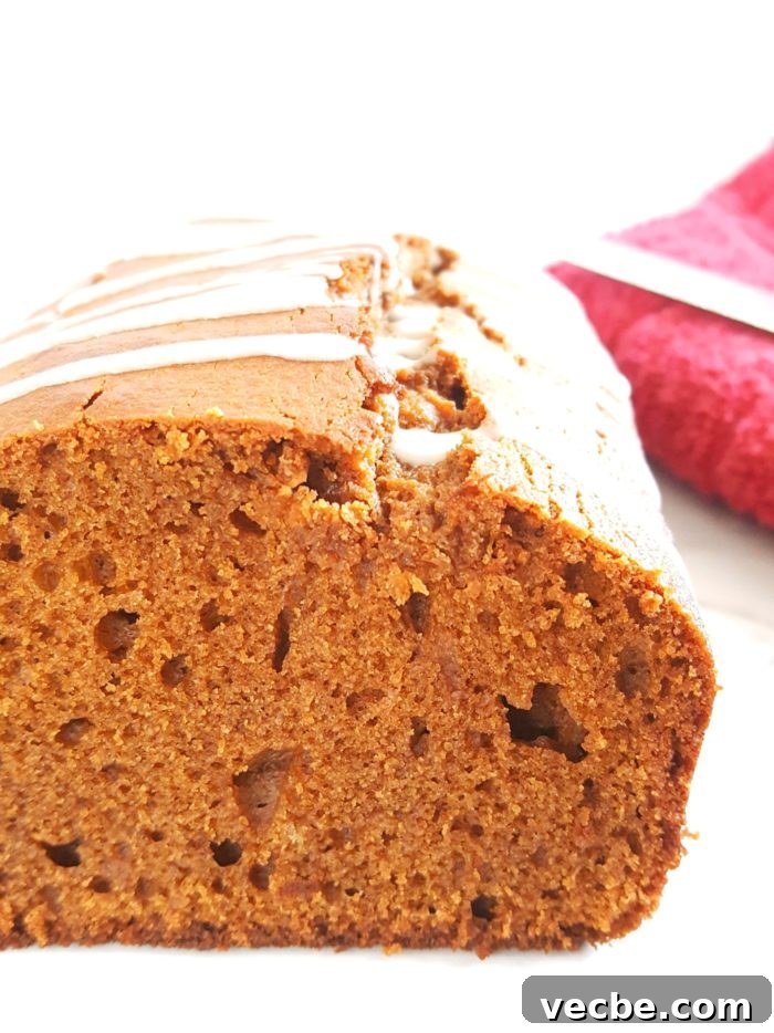 Glazed Sour Cream Gingerbread Loaf Recipe 7 Close-up of glazed gingerbread