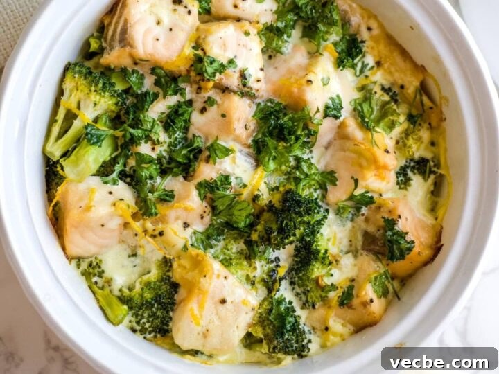 broccoli salmon bake in dish