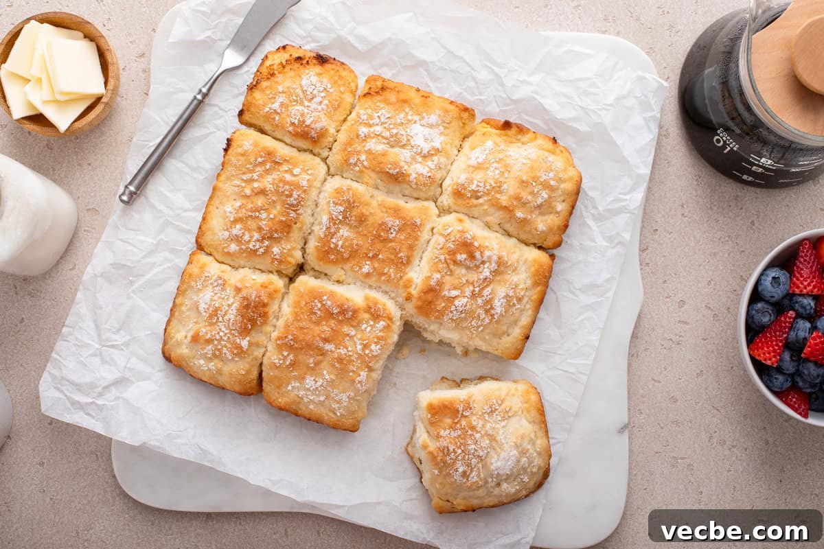 Fluffy 7-Up Biscuits Recipe 9 7up biscuits cut apart on a piece of parchment paper.