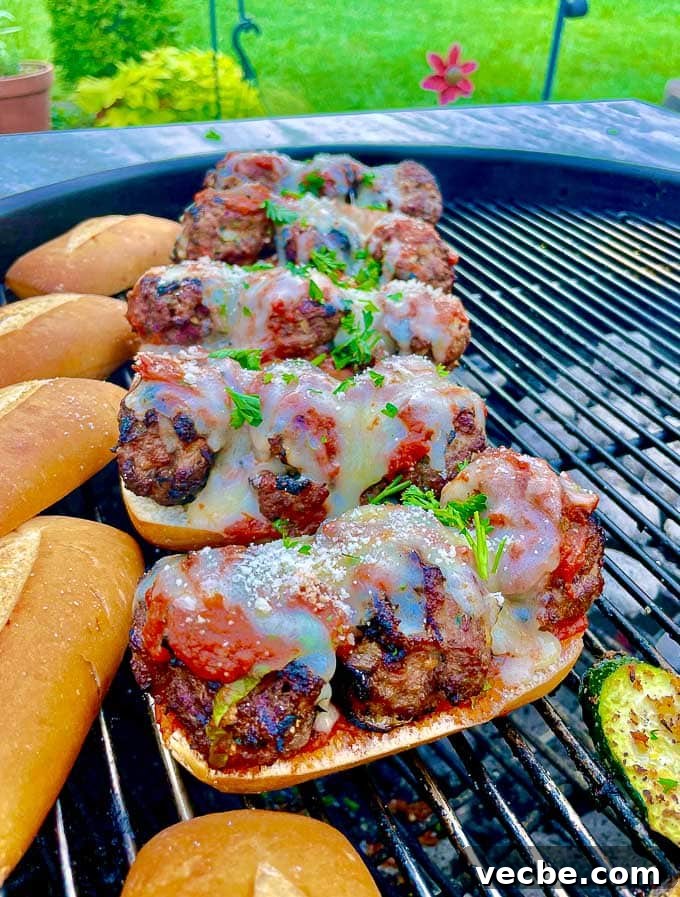 Grilled Italian Meatballs Recipe 8 Grilled Italian meatballs homemade into meatball subs